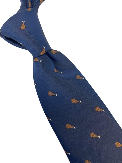 navy mens tie with chicken drumstick quirky design